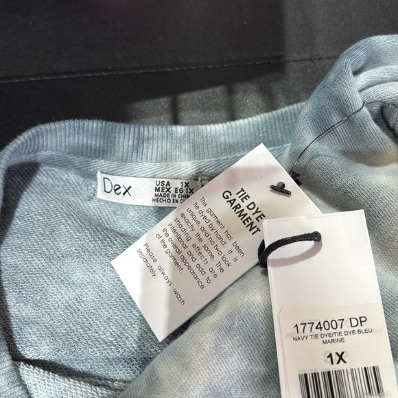 DEX Pullover elastic waist/cuffs rib knit,boat neck,tie-dye sweatshirt - Picture 5 of 8